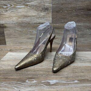 Badgley Mischka Wesley Gold Slingback Pumps Women's Size EU 39.5